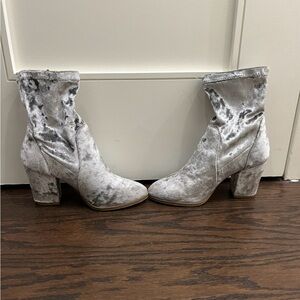 Silver velvet sock boots